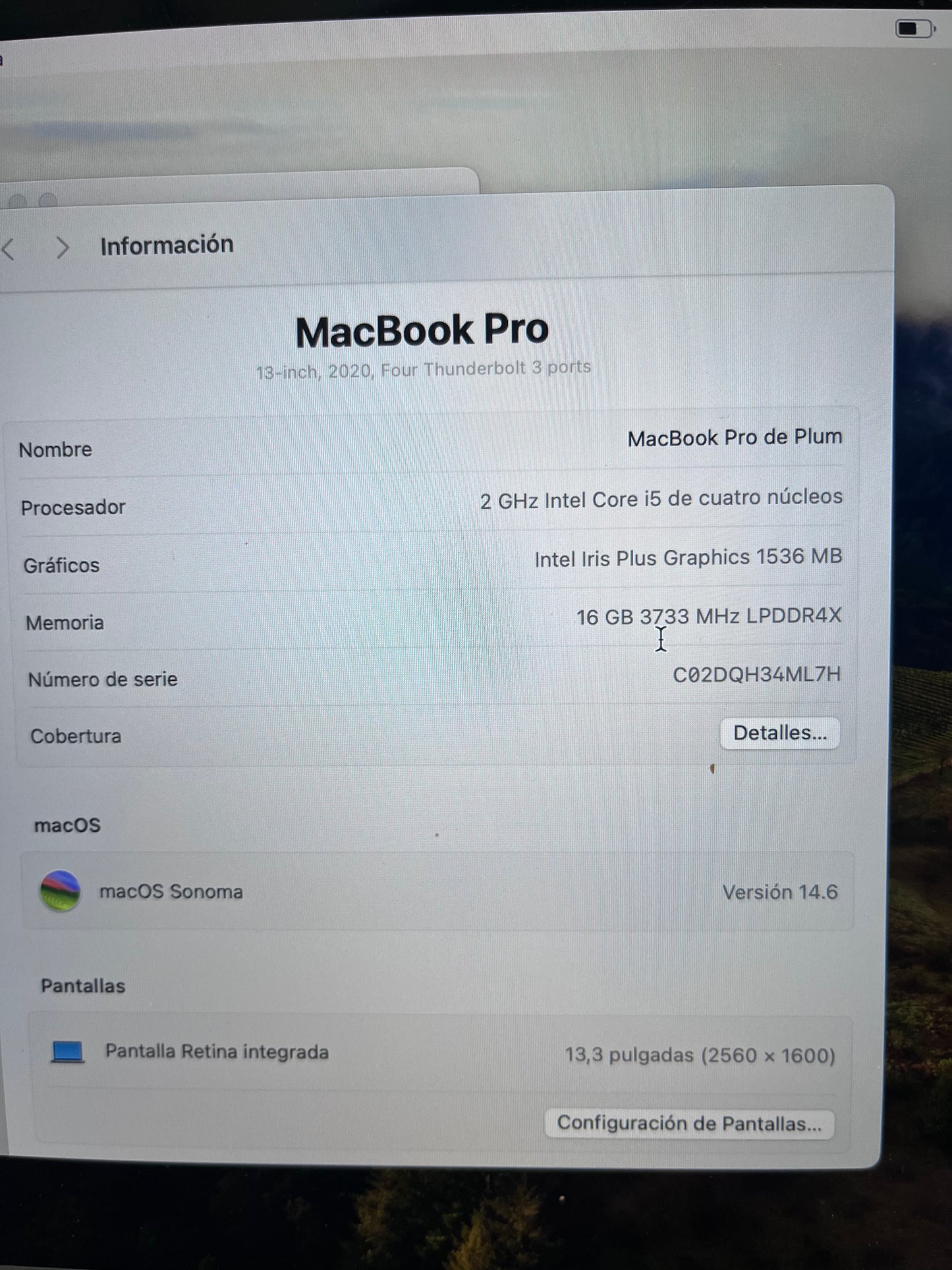 MacBook Pro 13Inch 2020 i5 16GB 512GB Ssd