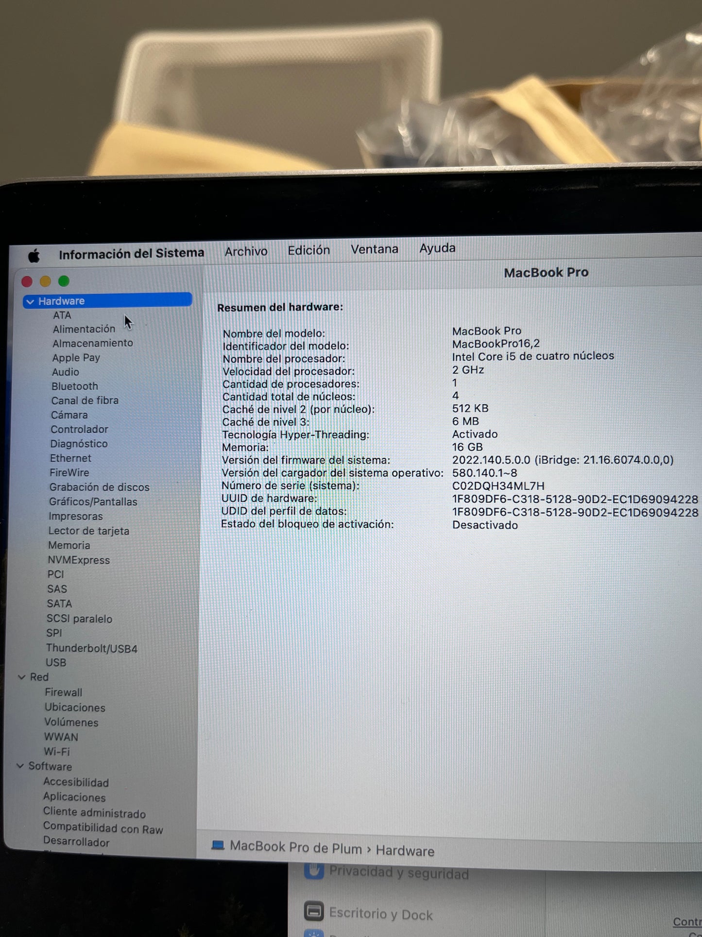 MacBook Pro 13Inch 2020 i5 16GB 512GB Ssd