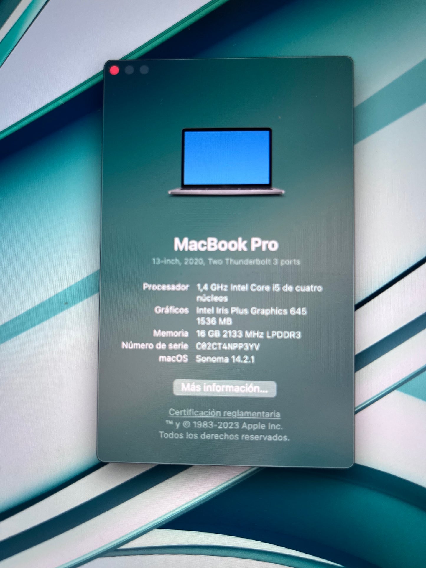 MacBook Pro 13Inch 2020 i5 16GB 250GB Ssd