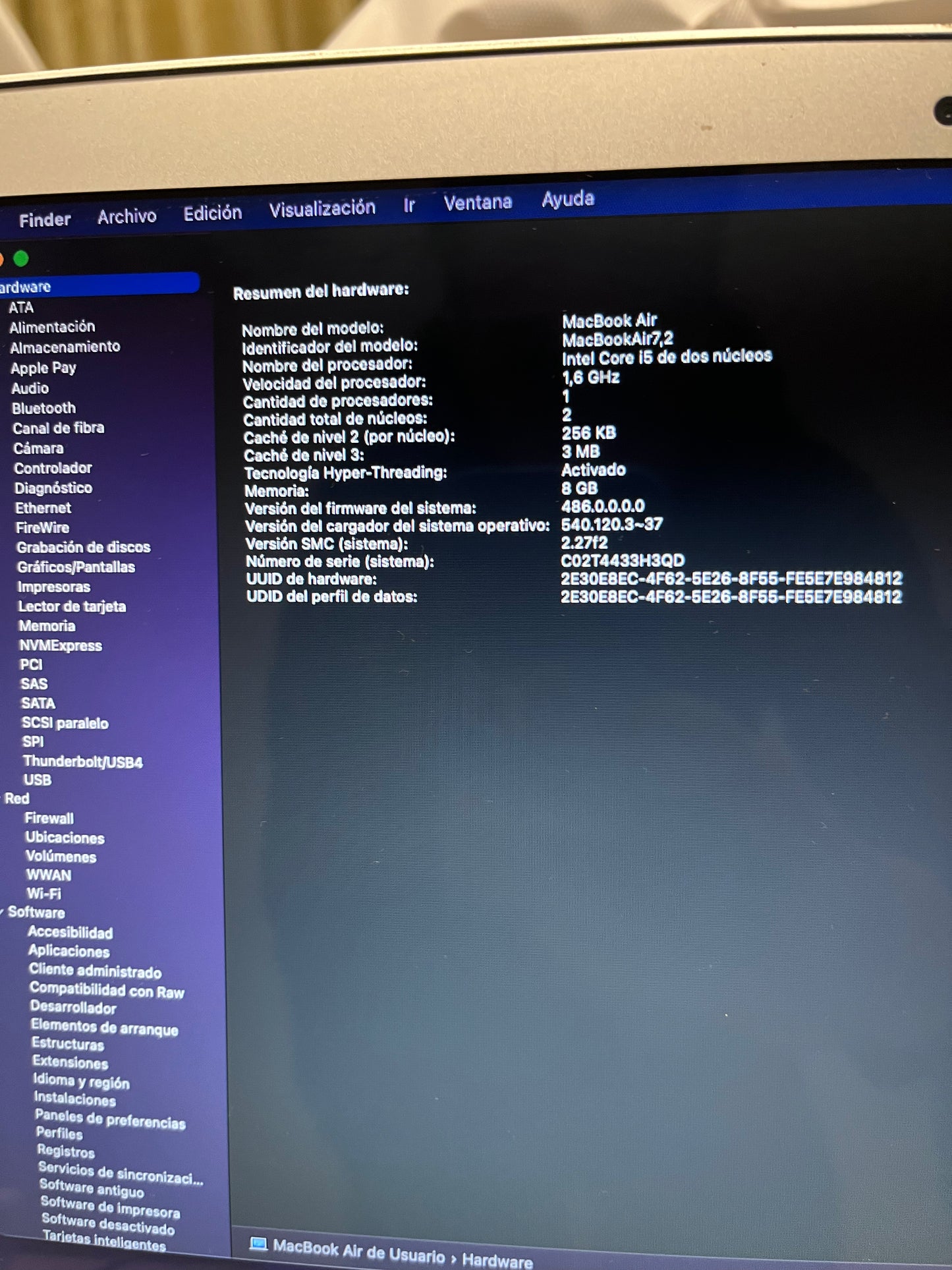 MacBook Air 13Inch 2015 i5 8GB 250GB Ssd