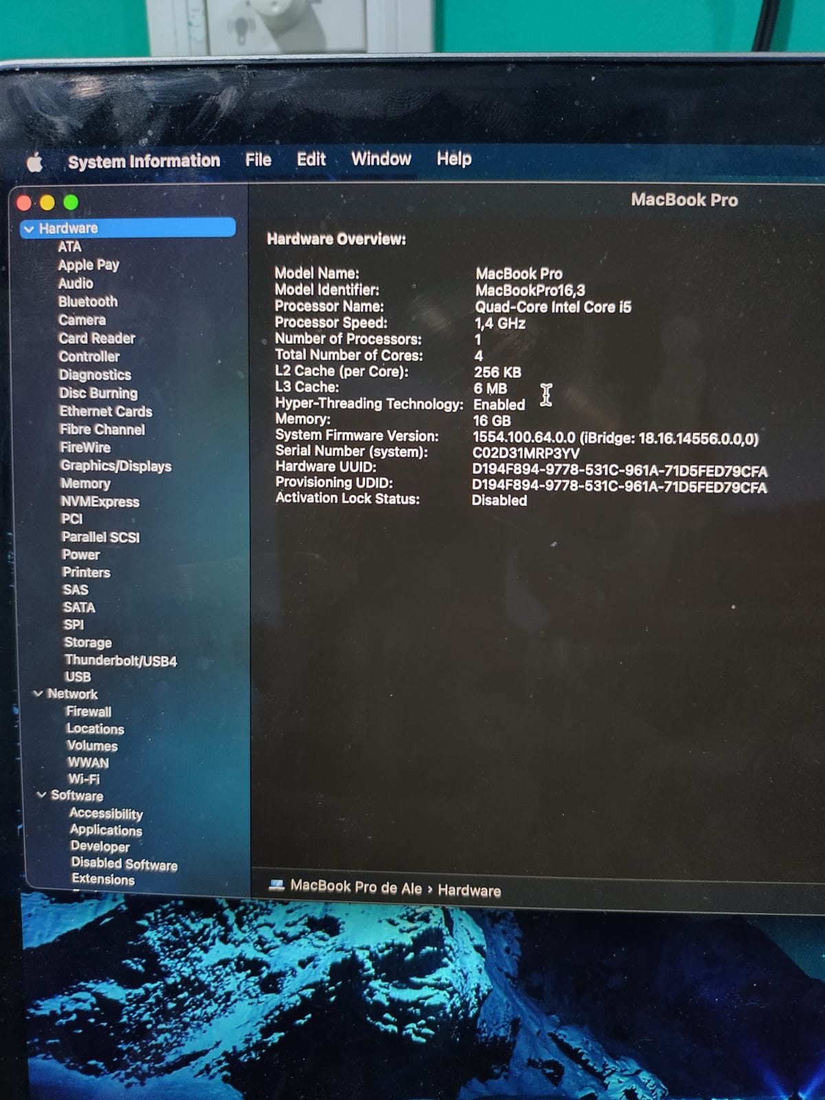 MacBook Pro 13Inch 2020 i5 16GB 250GB Ssd