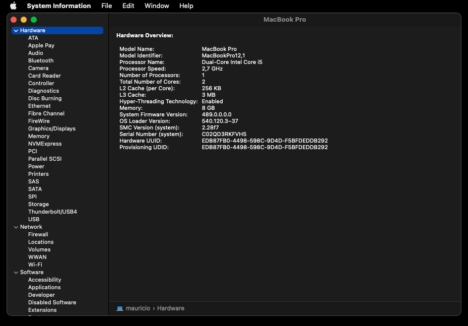 MacBook Pro 13Inch 2015 i5 8GB 250GB Ssd