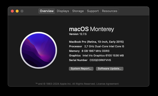 MacBook Pro 13Inch 2015 i5 8GB 250GB Ssd